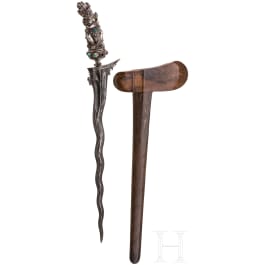 An Indonesian keris with silver handle, Bali, circa 1900