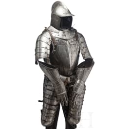 A suit of black and white cavalry armour, assembled from old components, Nuremberg, circa 1560 - 1600