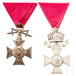 Two Orders of St. Alexander 6th class with crown and swords resp. on ring