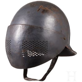 A Belgian steel helmet with protective visor for tank crews, so called "Reina Elisabeth"