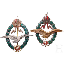 Zwei Feldpilotenabzeichen, 1. Modell bis 1916