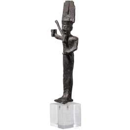 Bronzene Votivstatuette der Fruchtbarkeitsgottheit Min, Sp&auml;tzeit, mittleres Drittel 1. Jtsd. v. Chr.