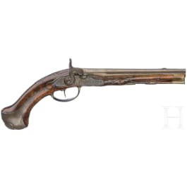 Bronzemontierte Perkussionspistole, deutsch, um 1740