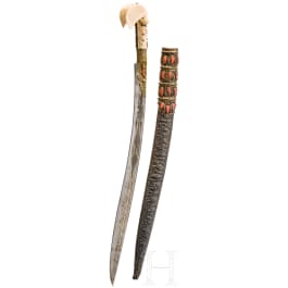 Silbermontierter und korallenbesetzter Yatagan, osmanisch, um 1840