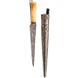 Kard mit Silberscheide und Walrosselfenbeingriffschalen, Persien, um 1800
