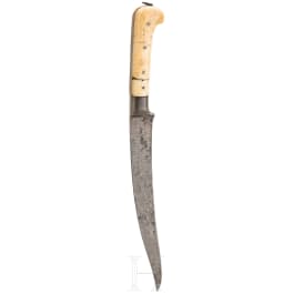 Kard mit Wootz-Klinge und Walrossgriffschalen, Persien, 1. H&auml;lfte 19. Jhdt.