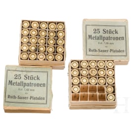 Zwei Packungen Metallpatronen Kal. 7,65 mm f&uuml;r Roth-Sauer-Pistolen