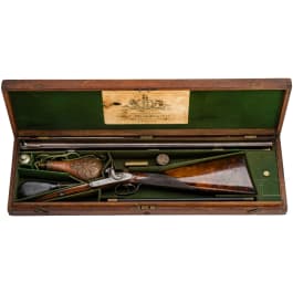 Perkussionsdoppelflinte John Blanch & Son, im Kasten, England, um 1870