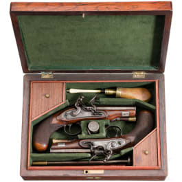 Ein Paar Perkussionspistolen im Kasten, Thomas Doubleday in Newark (GB), um 1825