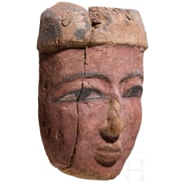 A painted wooden mummy mask, Late Period, mid-3rd of the 1st millennium B.C.