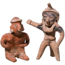 Two Pre-Columbian clay figures, Mexico, Jalisco/Veracruz, 200 - 900 AD