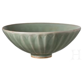 A Chinese Longquan celadon-glazed lotus bowl, probably Yuan or Ming dynasty (14th - 17th century)