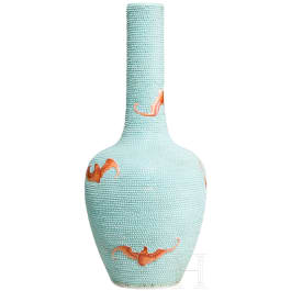 A Chinese famille rose vase with iron-red bats, late 19th - early 20th century
