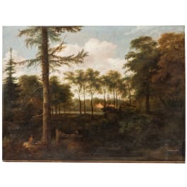 A wooded river landscape by Allart van Everdingen, Amsterdam, signed and dated 1660