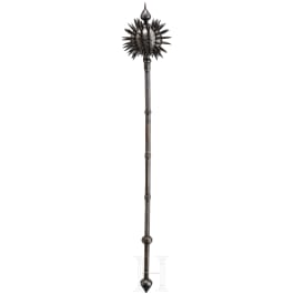 An Indo-Persian silver damascened mace, 19th century