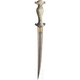 An Indian dagger with wootz blade and chiselled jade handle, 18th century