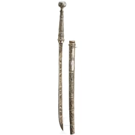 A Myanmese silver-mounted dha, circa 1900