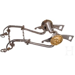 A French or Italian snaffle with gilt mascarons, 17th century