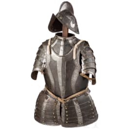 A South German black and white armour for a man-at-arms, circa 1600