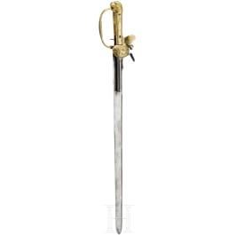 A flintlock hunting hanger with brass hilt, circa 1770