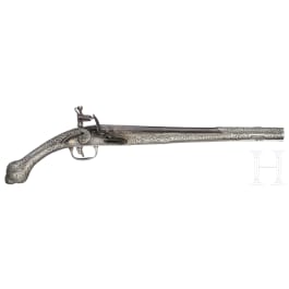 A fine Balkan-Turkish silver-stocked flintlock pistol, circa 1800
