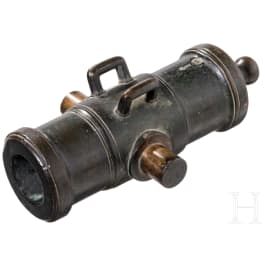 Miniature mortar made of dark brass, Strasbourg, dated 1788