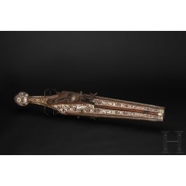 A German Victorian double-barrelled wheelock pistol, in the style of circa 1610