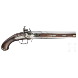 A fine over-and-under turning flintlock pistol by Desellier, Li&egrave;ge, circa 1690/1700