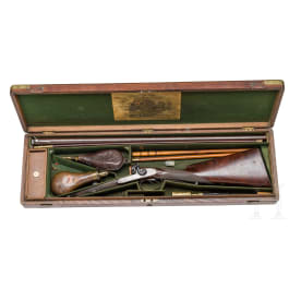 A percussion side by side shotgun, Richard Jackson, London, in case