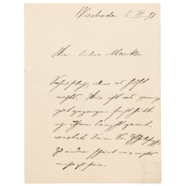 Major Hermann von Wissmann (1853 - 1905) - eigenh&auml;ndiger Brief an den damaligen Oberleutnant Georg Maercker, 1897