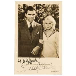 Max Schmeling (1905 - 2005) und Anny Ondra (1902 - 1987) - gemeinsam signierte Fotopostkarte nach 1933