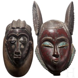Zwei Masken, Baule/Yaure, Elfenbeink&uuml;ste, 20. Jhdt.
