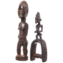 Blolo-bla-Figur und Webrollenhalter, Baule, Elfenbeink&uuml;ste, 20. Jhdt.