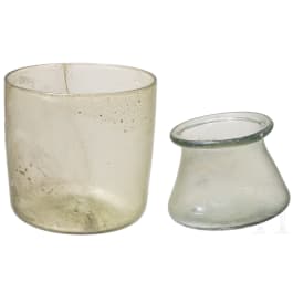 Zwei Glasbecher, wohl sp&auml;tr&ouml;misch/um 1600