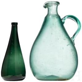 Karaffe und Mineralwasserflasche, S&uuml;dfrankreich oder Spanien, 19. Jhdt. (Karaffe)/um 1900 (Flasche)