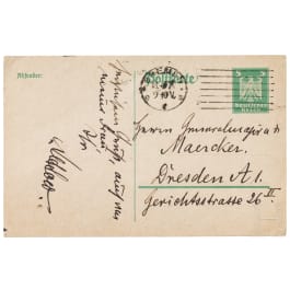 Generalmajor Paul von Lettow-Vorbeck (1870 - 1964) - eigenh&auml;ndige Postkarte mit Unterschrift 1924