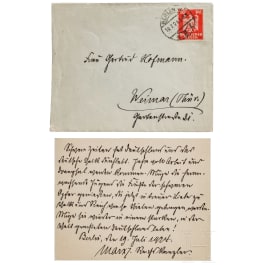 Reichskanzler Wilhelm Marx (1863 - 1946) - eigenh&auml;ndig verfasste Karte mit dem an die Sammlerin adressierten Kuvert 1924