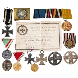 Sammlung Orden mit Urkunde und Koppelschloss