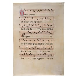 Double-sided antiphonary leaf (&ldquo;Tu es Petrus&rdquo;), 15th century, ink and red ruling on parchment
