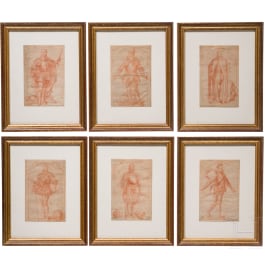Six red chalk drawings after Giovanni Battista Fontana, circa 1735