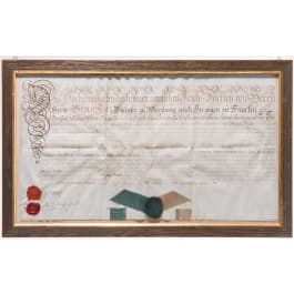 A hunting certificate on parchment, W&uuml;rzburg, dat. 8 February 1797