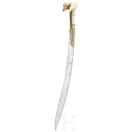 A Yatagan with walruss-ivory grips, Balkans, mit 19th century