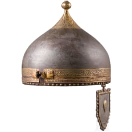 A gold damascened Safavid helmet (kulah khud), 17th century