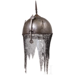 An etched Persian helmet (kulah khud), 19th century