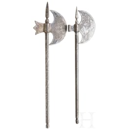 Two Persian ceremonial axes (Qajar axes), circa 1900