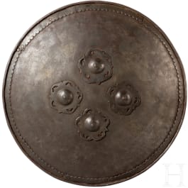 An Indian silver damascened iron shield (sipar), circa 1900