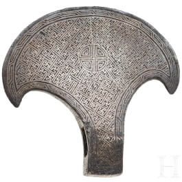 A silver damascened Tibetan axe blade, 17th/18th century