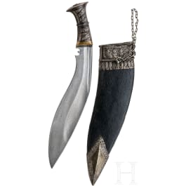 A Nepalese silver mounted Kukri, 19th century