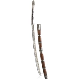 A Burmese silver-mounted Dha with nielloed grip, 2nd half of the 19th century