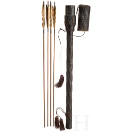A Japanese Yazutsu holding four target arrows, Meiji period